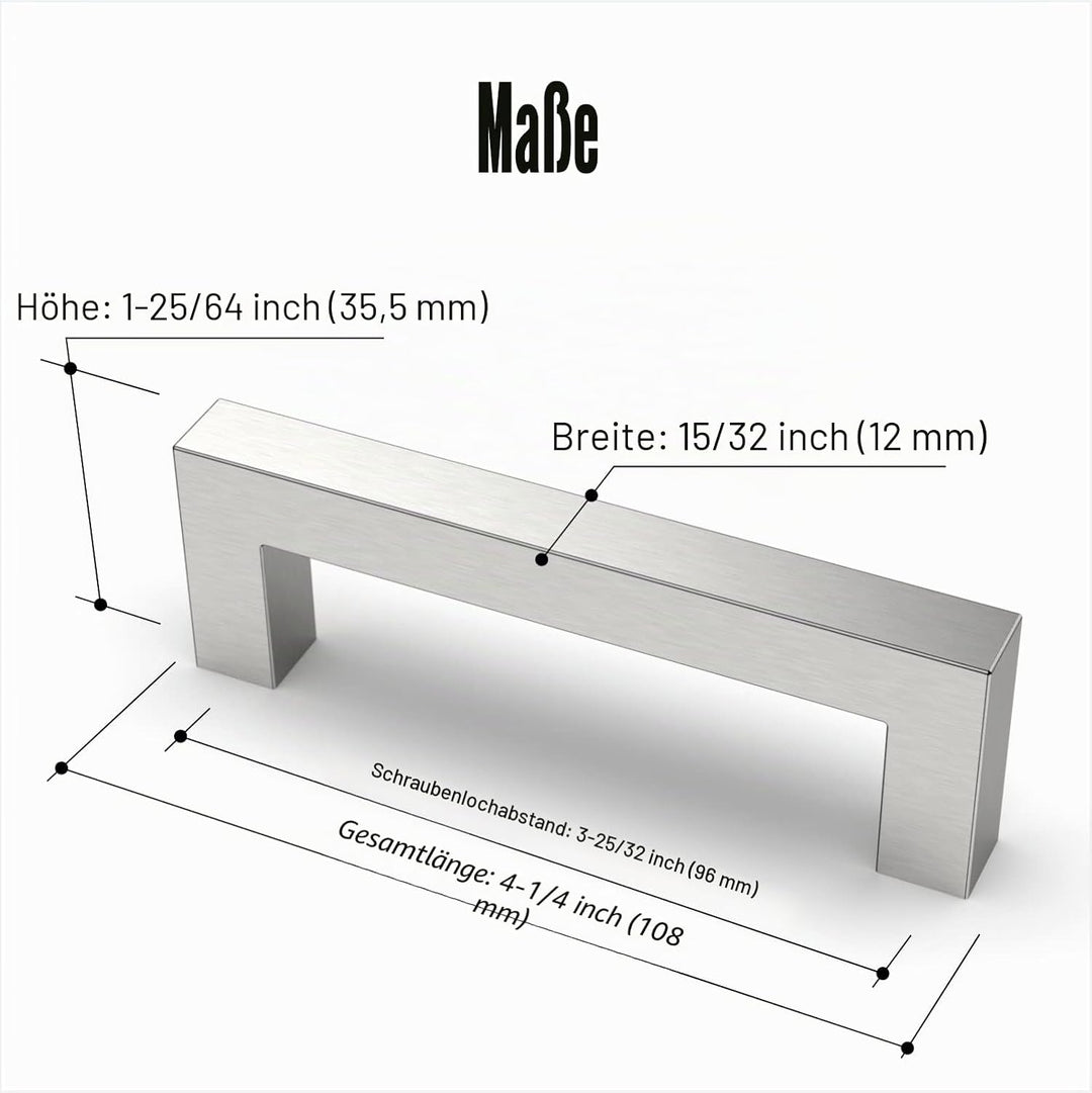 Amerdeco 10 Stück Möbelgriffe Edelstahl Gebürsteter Nickel Schrankgriffe Küchengriffe 96mm Lochabsta