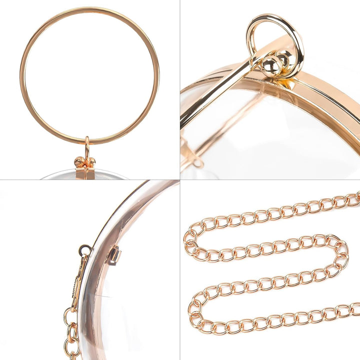 Linkidea Sphere Klare Geldbörse, Acrylbox Abendtasche, Damen Klar Messenger Schultertasche für Party
