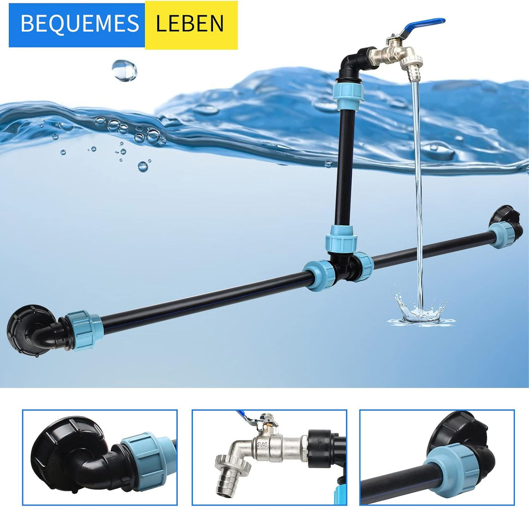 STEEIRO IBC Schwanenhals 3/4" Auslaufhahn,IBC Adapter Tank Ventil Auslaufhahn Wasserhahn für Regenwa