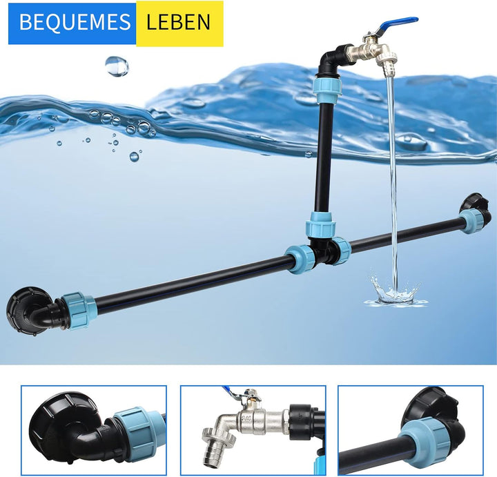 STEEIRO IBC Schwanenhals 3/4" Auslaufhahn,IBC Adapter Tank Ventil Auslaufhahn Wasserhahn für Regenwa