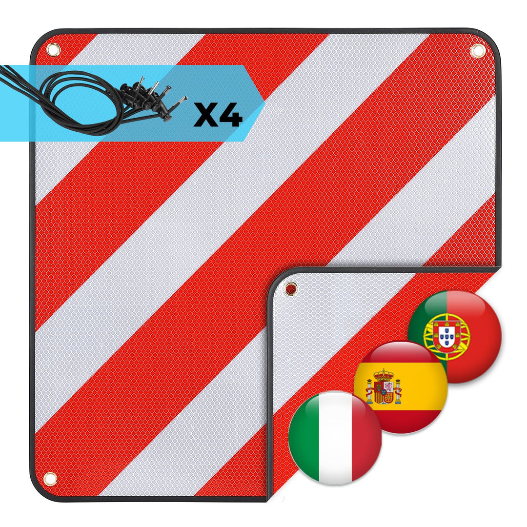 KEMIMOTO Warntafel Italien und Spanien, 50 * 50cm reflektierendes Warntafel Fahrradträger mit 4 Stüc
