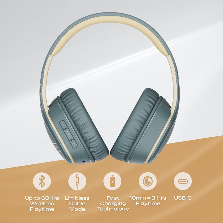 PowerLocus P7 Bluetooth Kopfhörer Over Ear, Faltbare Headphones, Kabellose Kopfhörer mit Bass-Modi,