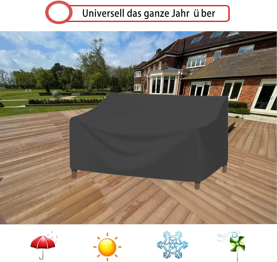 EKQSGLC Gartensofa Abdeckung Wasserdicht, 600D Schutzhülle Gartensofa mit Lüftungsschlitzen, Outdoor