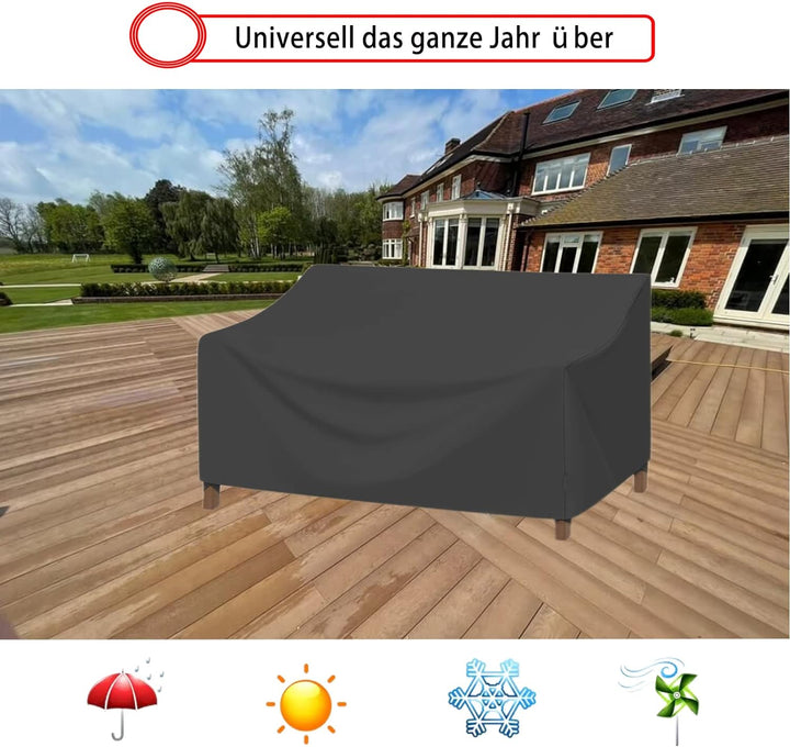 EKQSGLC Gartensofa Abdeckung Wasserdicht, 600D Schutzhülle Gartensofa mit Lüftungsschlitzen, Outdoor