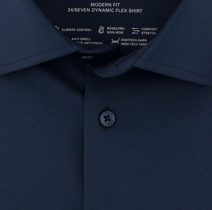 OLYMP Herren Oberhemd Langarm Luxor.24.Seven,Twill,modern fit,Global Kent 37 Navy, 37 Navy