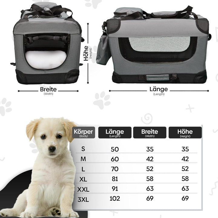 DEFACTO Hundebox faltbar für Auto &amp; Reisen | Hundetransportbox &amp; Hundetasche für Hunde, Katzen &amp; Hau