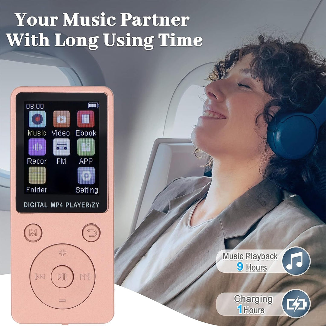 MP3-Player mit Bluetooth, HiFi-Sound, 1,8-Zoll-Bildschirm, Tragbarer Musik-Player mit Kopfhörern, Ra
