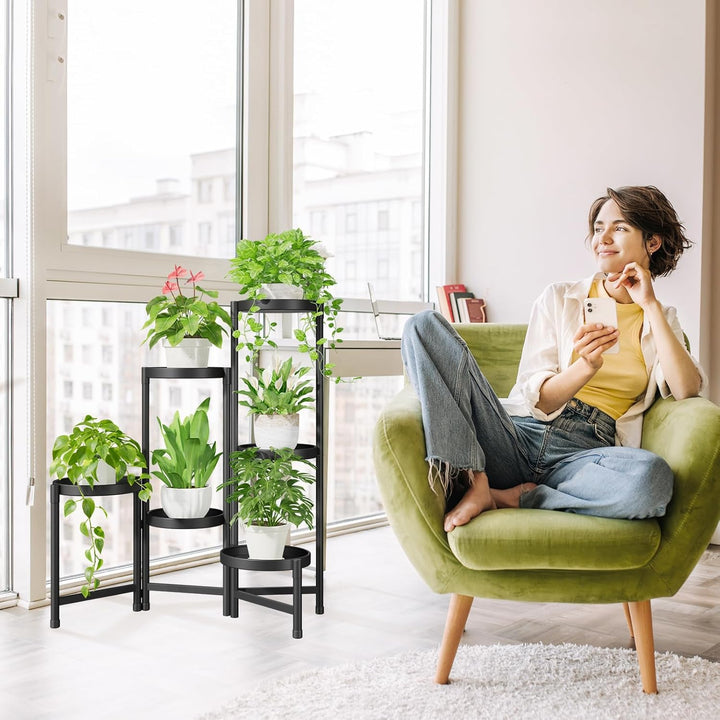 iDavosic.ly Pflanzenständer Metall mit 6 Etagen, Blumenständer Pflanzenregal Blumenregal Indoor Outd