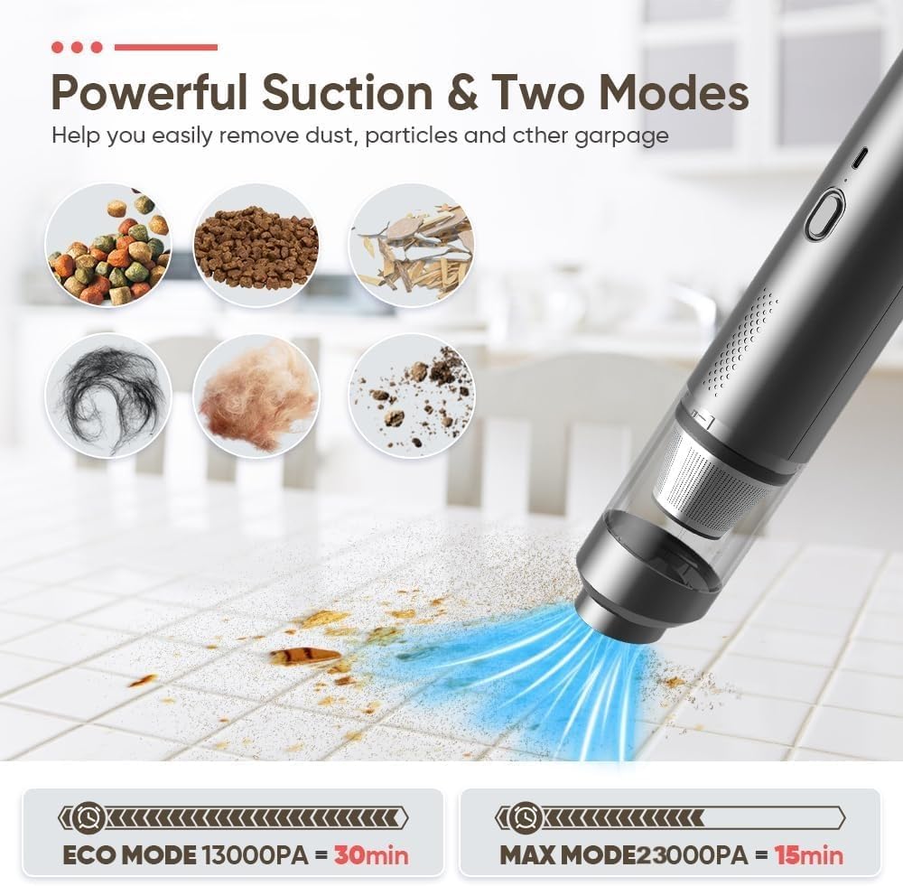 4-IN-1 Handstaubsauger Akku, 23KPA Handstaubsauger Stark mit bürstenlosemMotor, 2 Stufen Einstellbar