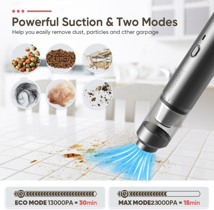 4-IN-1 Handstaubsauger Akku, 23KPA Handstaubsauger Stark mit bürstenlosemMotor, 2 Stufen Einstellbar