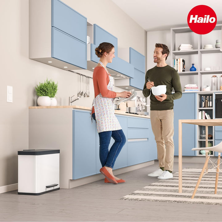 Hailo Eco duo L - Mülltrenner 2 x 14 Liter - 28 Liter - Soft Close Deckel - 2-in-1 Treteimer mit 2 K