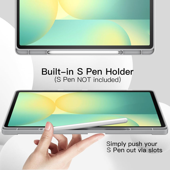 JETech Hülle für Samsung Galaxy Tab S10 FE Plus/S10 FE+ 13,1 Zoll mit S Pen Halter, Weiche TPU Tri-F