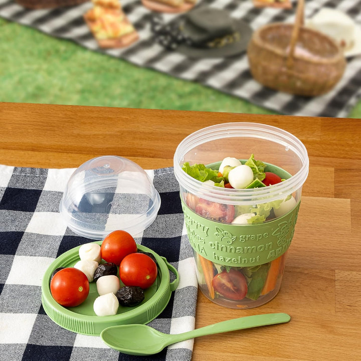 spar-home® 4er Set Joghurtbecher To Go 600ml –Müslibecher To Go mit Löffel Müsli To Go Becher mit De