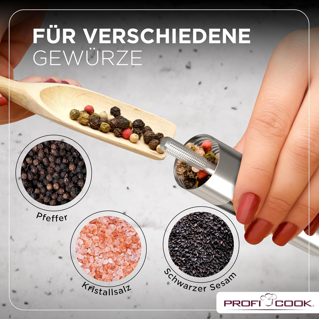 ProfiCook® Salz und Pfefferstreuer | Pfeffermühle | Salz und Pfeffermühle | 2er Set | Salzstreuer Ed
