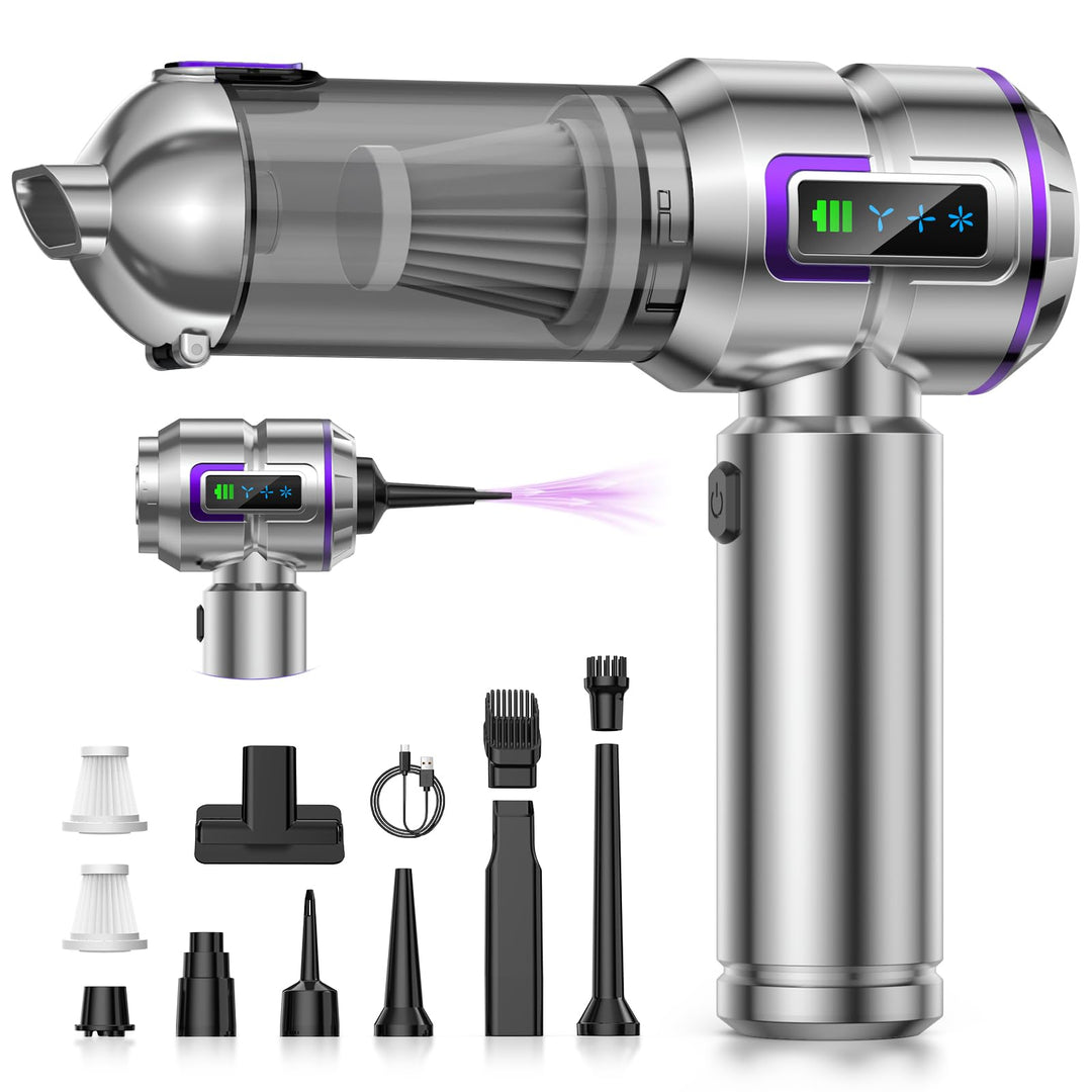 Handstaubsauger, 25000Pa Handstaubsauger Akku, 4 in 1 Stark Auto Staubsauger mit 1-Knopf Selbstentle