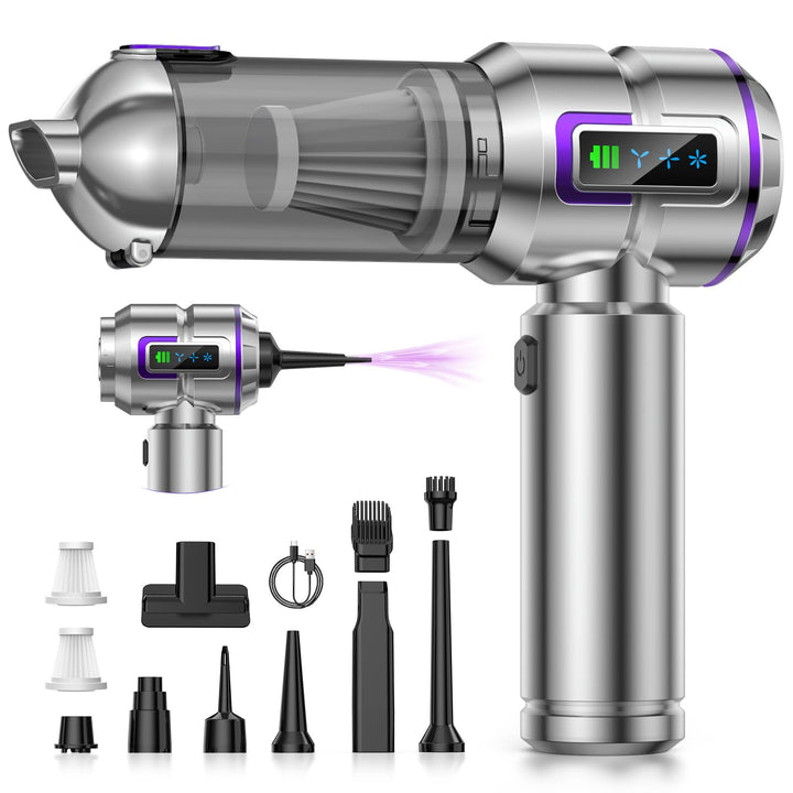 Handstaubsauger, 25000Pa Handstaubsauger Akku, 4 in 1 Stark Auto Staubsauger mit 1-Knopf Selbstentle