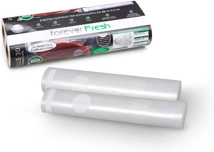 Macom, Rolls 30 Rollen mit Prägung, 28 cm x 5 m, für Vakuum-Aufbewahrung von Lebensmitteln und Koche