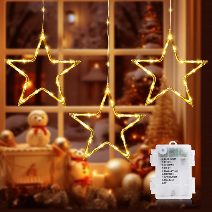 GlobaLink 3er Weihnachtsstern Beleuchtung, LED Weihnachten Fensterdeko Batteriebetrieben mit Timer u