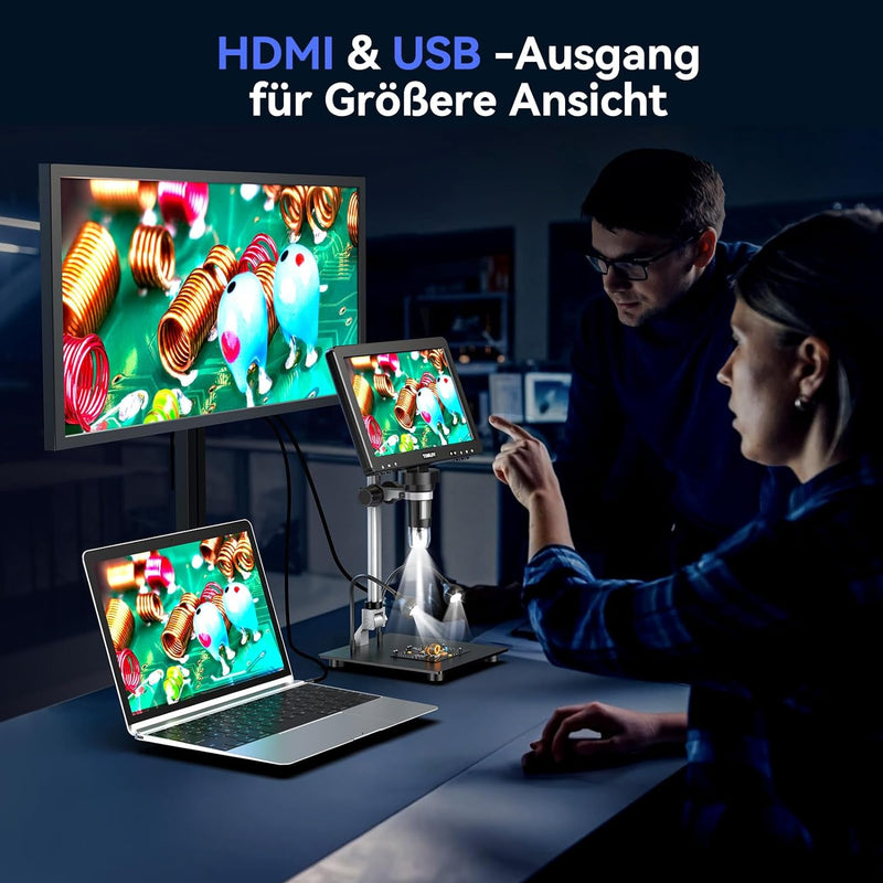 TOMLOV DM9 Max 10,1-Zoll HDMI Digitales Mikroskop 1500X, 24MP LCD Vergrösserung Mikroskop für Münzbe