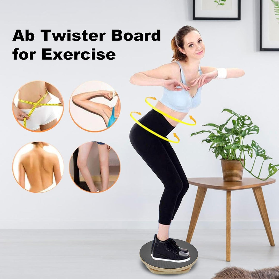 Ab Twister Board für Übungen, Wooden Balance Twist Board, Core Waist Trainer, Body Toning Disc, trag