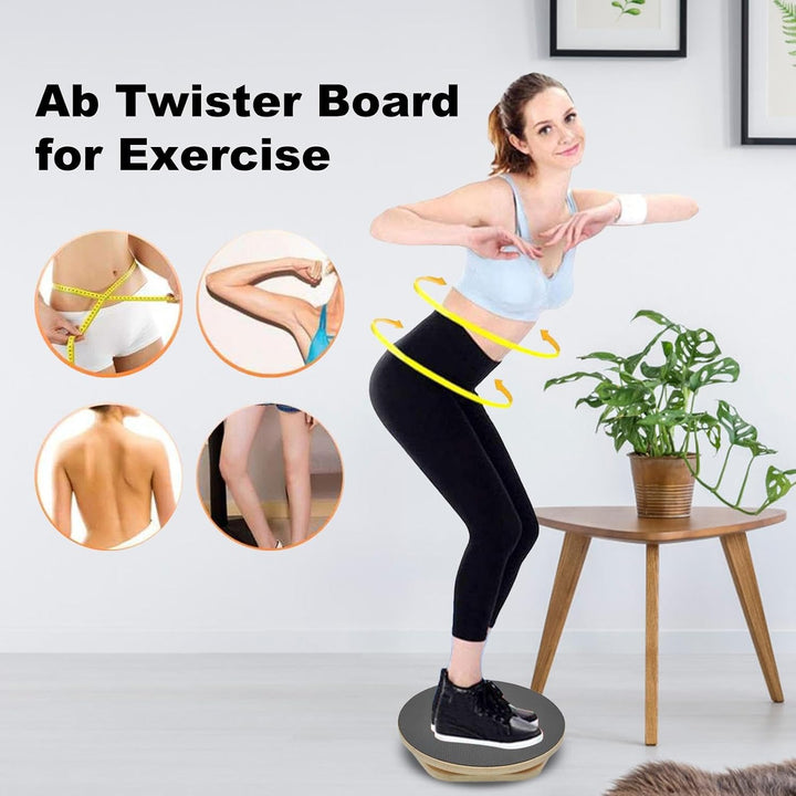Ab Twister Board für Übungen, Wooden Balance Twist Board, Core Waist Trainer, Body Toning Disc, trag
