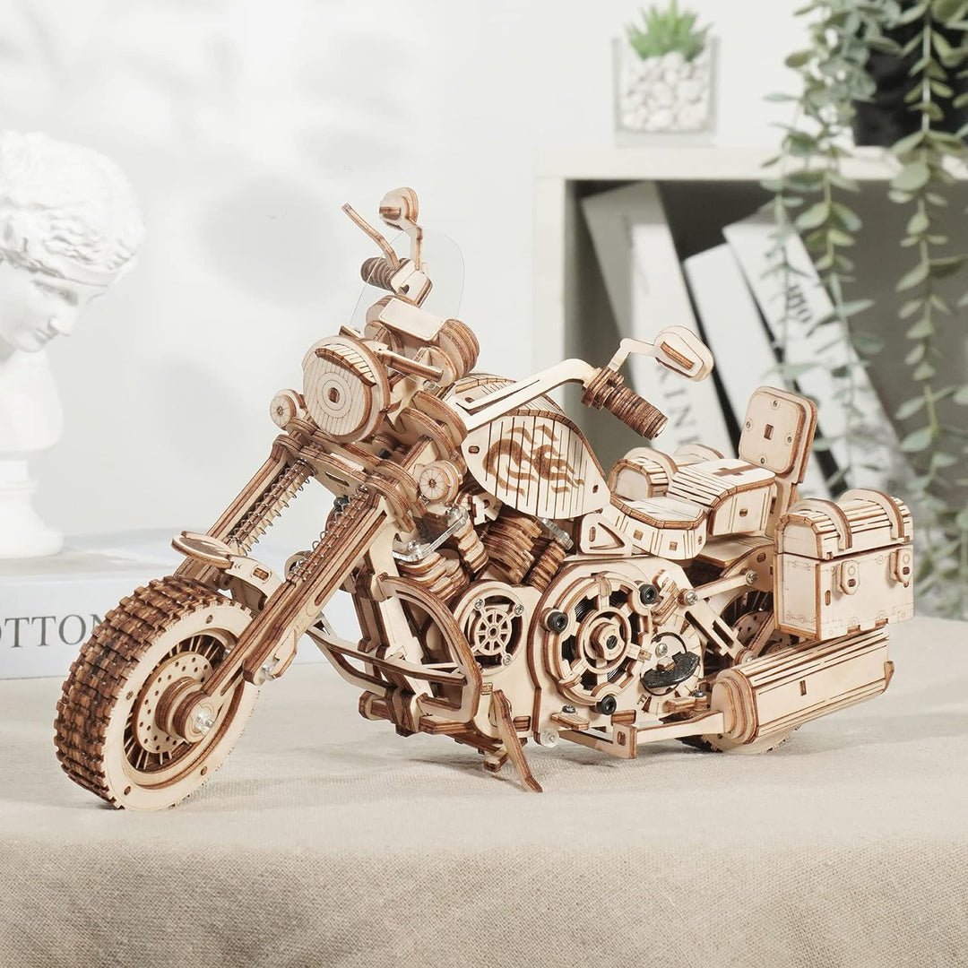 ROBOTIME 3D Motorrad Puzzle, Holz Modellbautze für Erwachsene, DIY Bewegliches Fahrrad Fahrzeugmodel