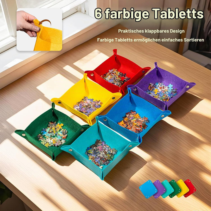 Tektalk 2000 Pieces Foldable Jigsaw Puzzle Board, Felt Puzzle Mat with Non-Slip Surface &amp; 6 Colored