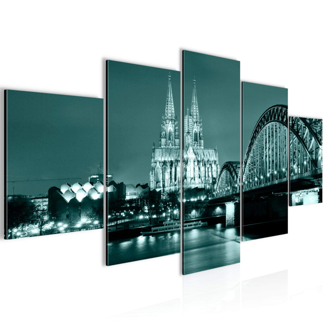 Runa Art Wandbilder Köln 5 Teilig Bild auf Vlies Leinwand Deko Wohnzimmer Schlafzimmer Stadt Brücke