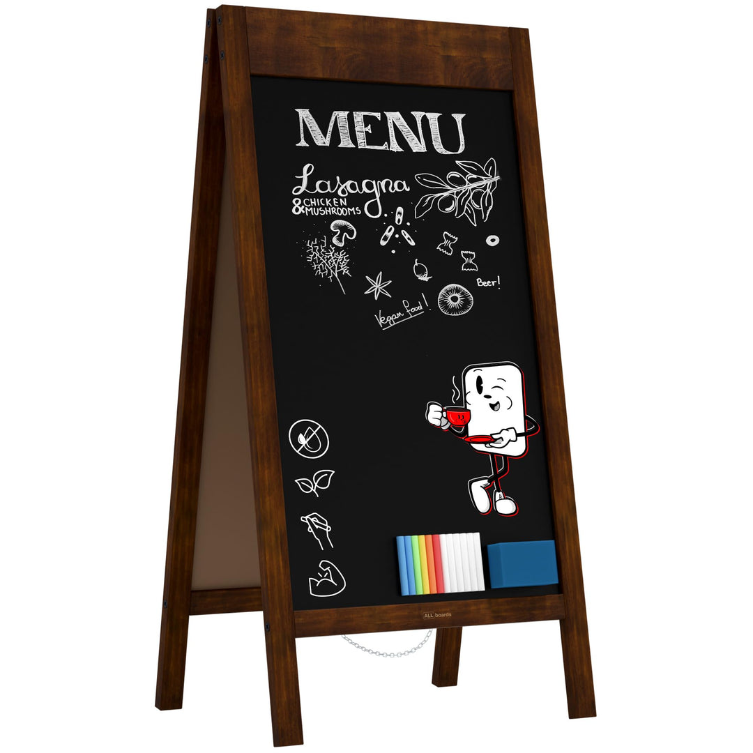 ALLboards Kundenstopper Breiter oberer Rahmen mit Platz für Druck, lackiertem Holzrahmen 100x50cm, W
