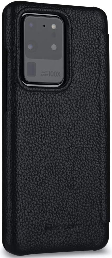STILGUT Book Case kompatibel mit Samsung Galaxy S20 Ultra Hülle aus Leder zum Klappen, Klapphülle, H