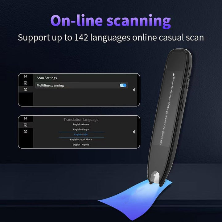 Übersetzerstift, 142 Sprachen Smart Voice Pen Scanner, LCD Touchscreen Text zu Sprache Gerät für Leg