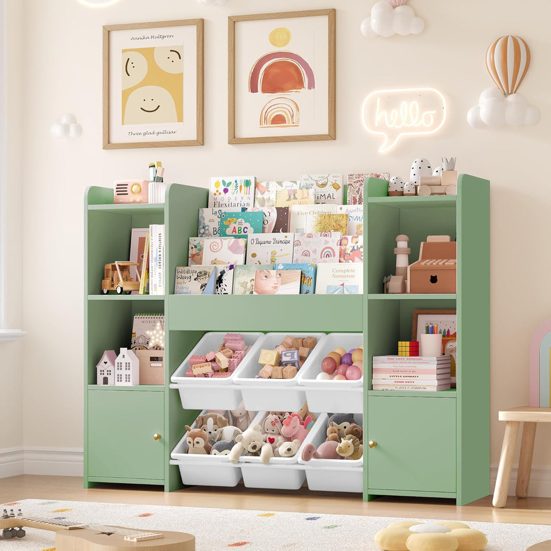 FOREHILL Kinderregal mit Kinderbücherregal Kinderzimmer Möbel aus Holz Bücherregal für Kinder mit Au