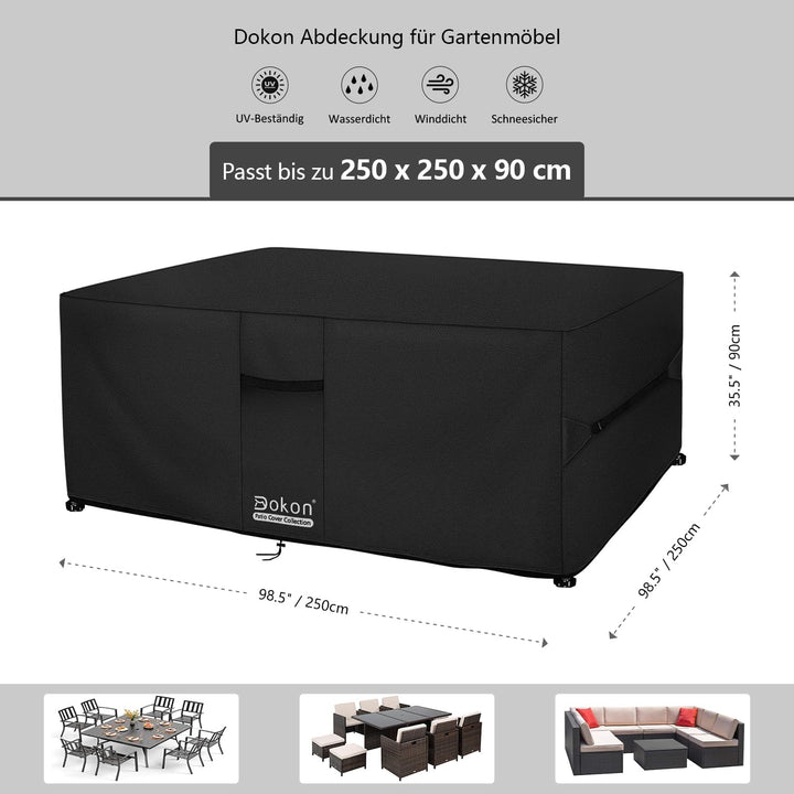 Dokon Abdeckung für Gartenmöbel Winterfest Gartentisch Schutzhülle Outdoor | 420D Oxford, Wasserdich