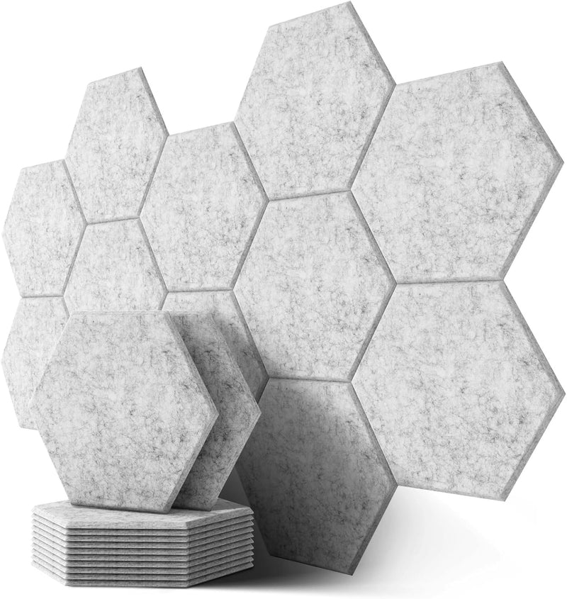 Hexagon Akustikplatten, Schalldämmung Wand, 12 Stück, Hohe Dichte Akustikpaneele für Decken-/Tür-/Wa