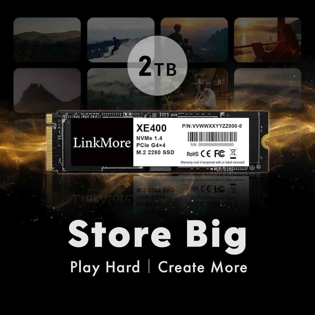 LinkMore XE400 2TB M.2 2280 PCIe Gen4 NVMe 1.4 interne SSD, Solid State Drive, bis zu 4650 MB/s für