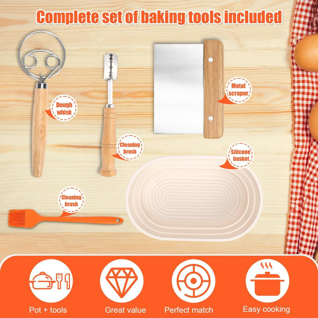 GFTIME Gusseisen Topf 40cm Brot Backen, Brotbackform mit Deckel - Robuste Brotbackform mit Deckel -