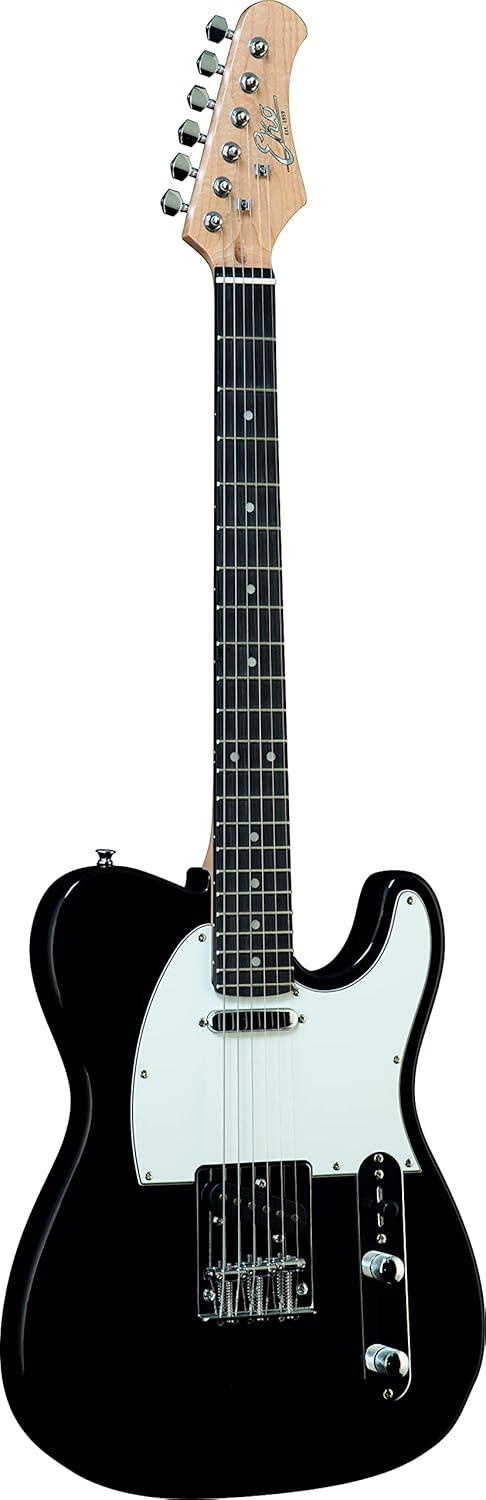 EKO VT-380 Black, Elektro-Gitarre, Form Tele, Schwarz und Weiss