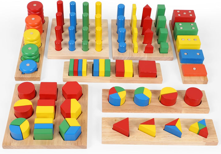 TOWO Holz Sortierspiel mit Geometrische Formen zum Stapeln, Sortieren und Kategorisieren-holz formen