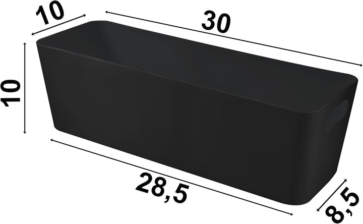 Hummelladen 3X Ordnungsbox - 10 cm hoch - schwarz - 30x10x10cm - 2 Liter - Ordnungskorb - Wandregal