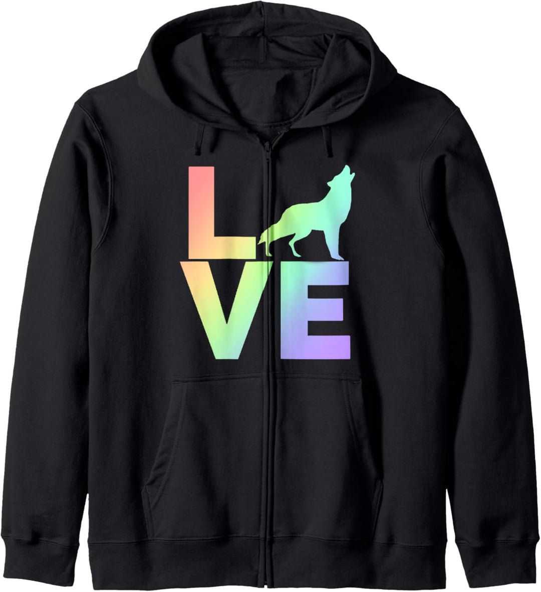 Ich liebe Wölfe Lone Wolf Pastel Rainbow Silhouette Kapuzenjacke