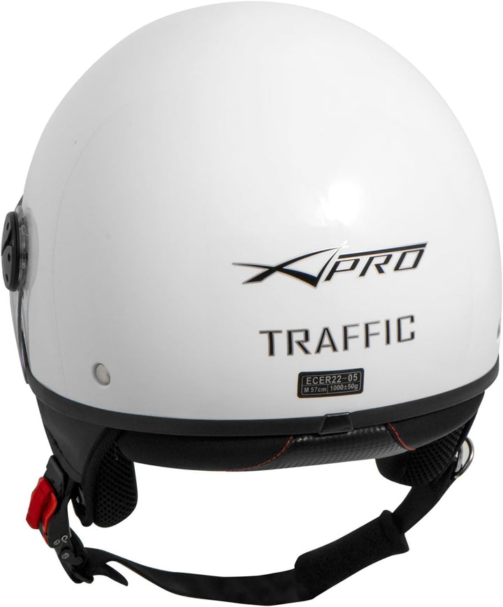Motorradhelm Motorrad Roller Jet Helm Innensonnenblende 2 Viser SonicMoto 58 cm ( L) Weiss, 58 cm (