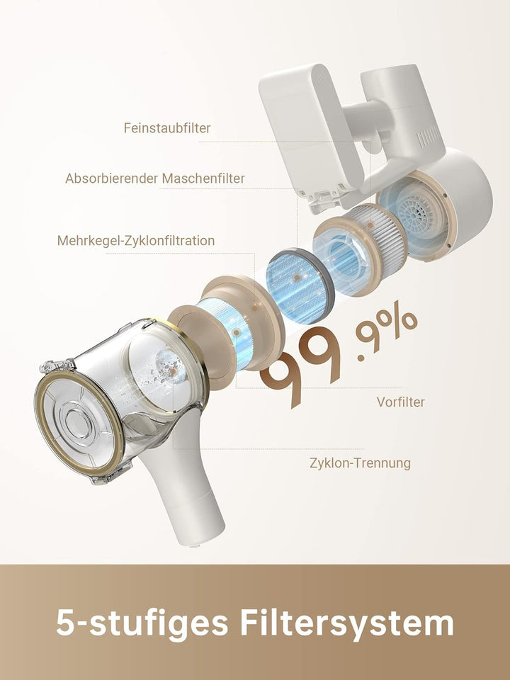 dreame R10 Akku Staubsauger, 20.000 PA / 120AW Starke Saugkraft Staubsauger Kabellos, 60 Min Laufzei