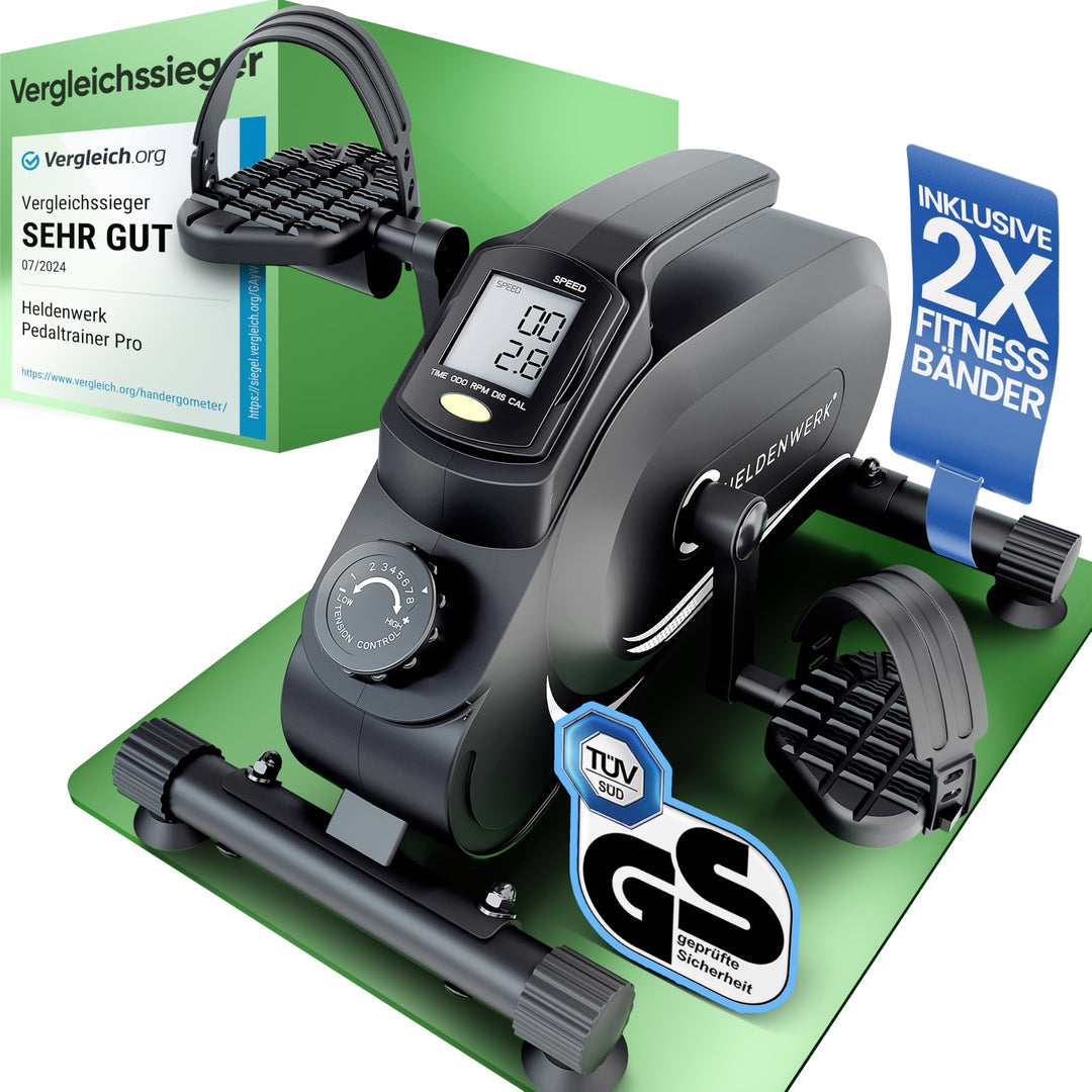 HELDENWERK Pedaltrainer PRO Set - TÜV/GS geprüft | Vergleichssieger | extra leise & gelenkschonend i