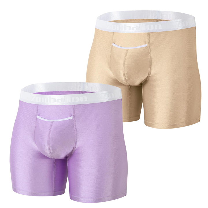 BIATWOWR Herren Ice-Silk-Boxershorts mit verstärktem Beutel und breitem Bund L 2er Pack:mehrfarbig 0