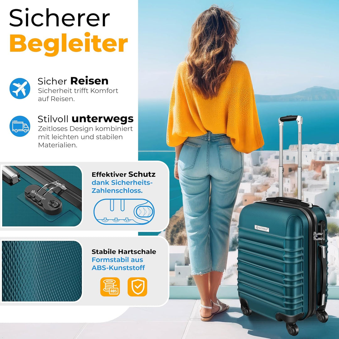 KESSER® Handgepäck Reisekoffer 55L Hartschalen-Koffer Inkl. Kofferwaage + Gepäckanhänger | Trolley G