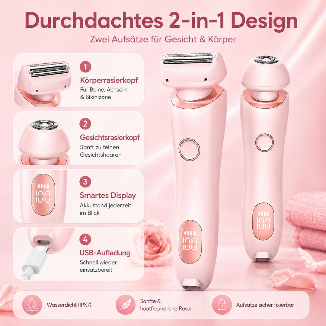 Boulina Rasierer, Aluvea Smooth Trim Rasierer 2.0, Sanfte Haarentfernung für Glatte Haut, Trocken -