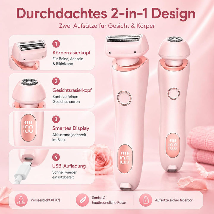 Boulina Rasierer, Aluvea Smooth Trim Rasierer 2.0, Sanfte Haarentfernung für Glatte Haut, Trocken -