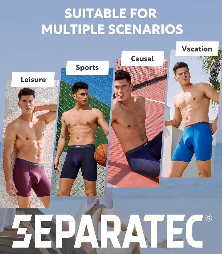 Separatec Herren Boxershorts 4er Pack Doppelbeutel Dual Pouch, Bambus Unterhosen Männer, Stretcken H