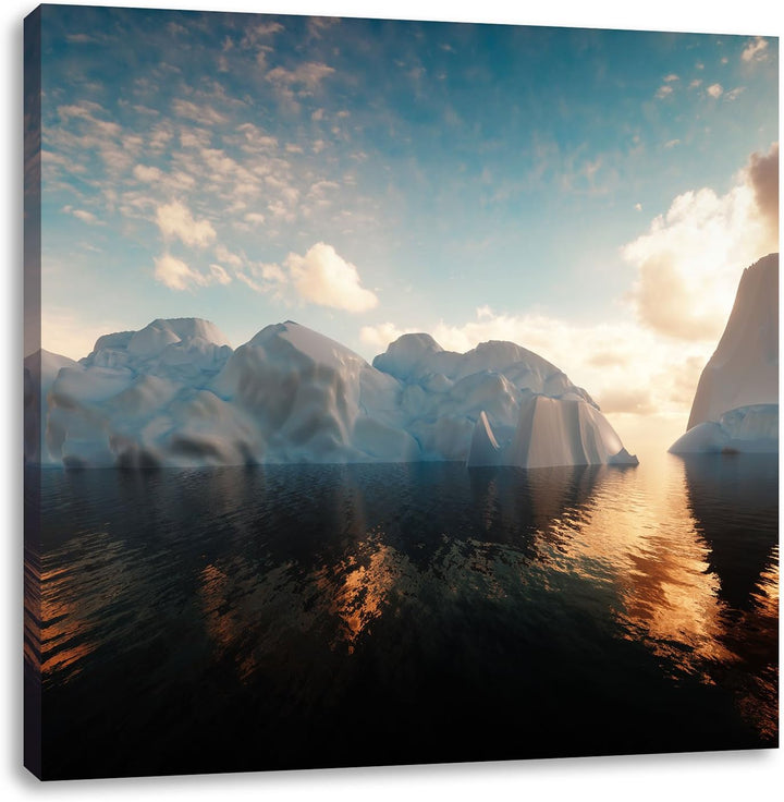 Pixxprint Eisschollen in der Antarktis als Leinwandbild | Grösse: 70x70 cm | Wandbild| Kunstdruck |