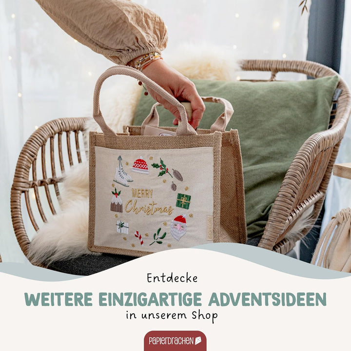 Papierdrachen Adventskalender 2025 - als Wandkalender - Cheerful Christmas - beige - hochwertig best
